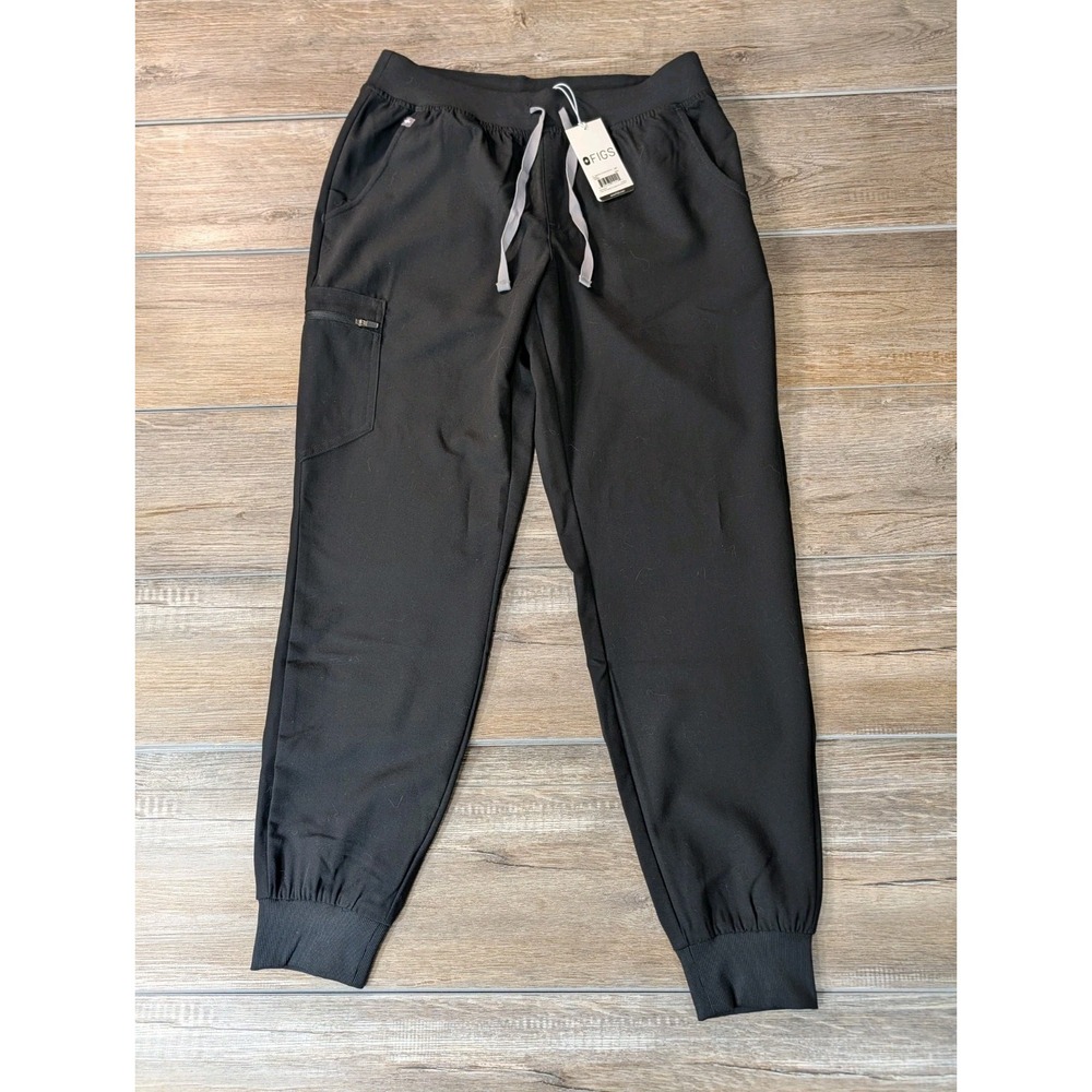 Figs Zamora Jogger Scrub Pants Womens M Black Pull On Cargo Stretch Wicking NWT